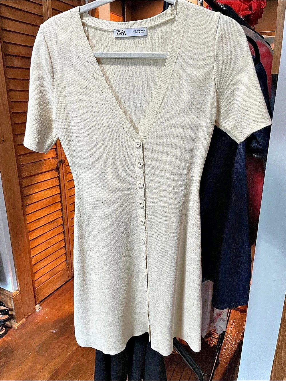 Zara Cream Knit Mini Dress Size Small Like New